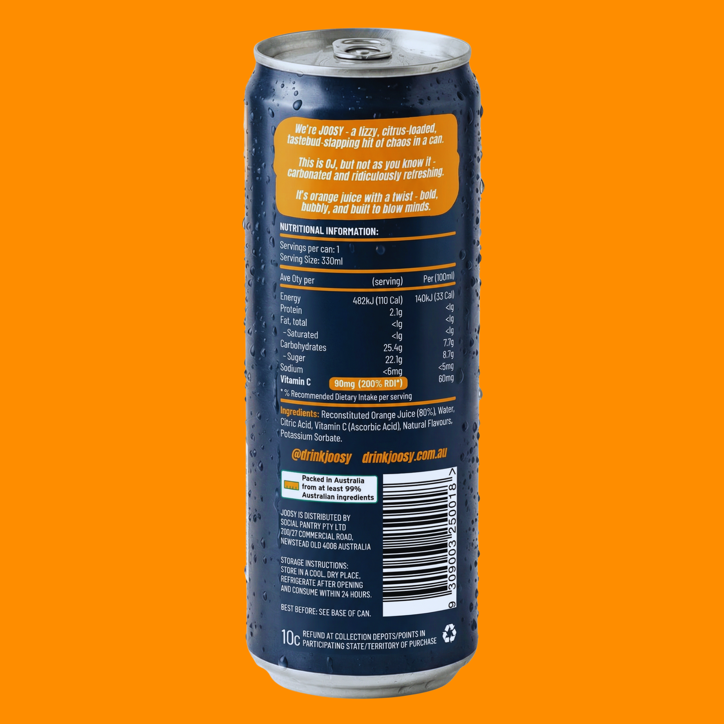 JOOSY SPARKLING ORANGE 24 x 330ML